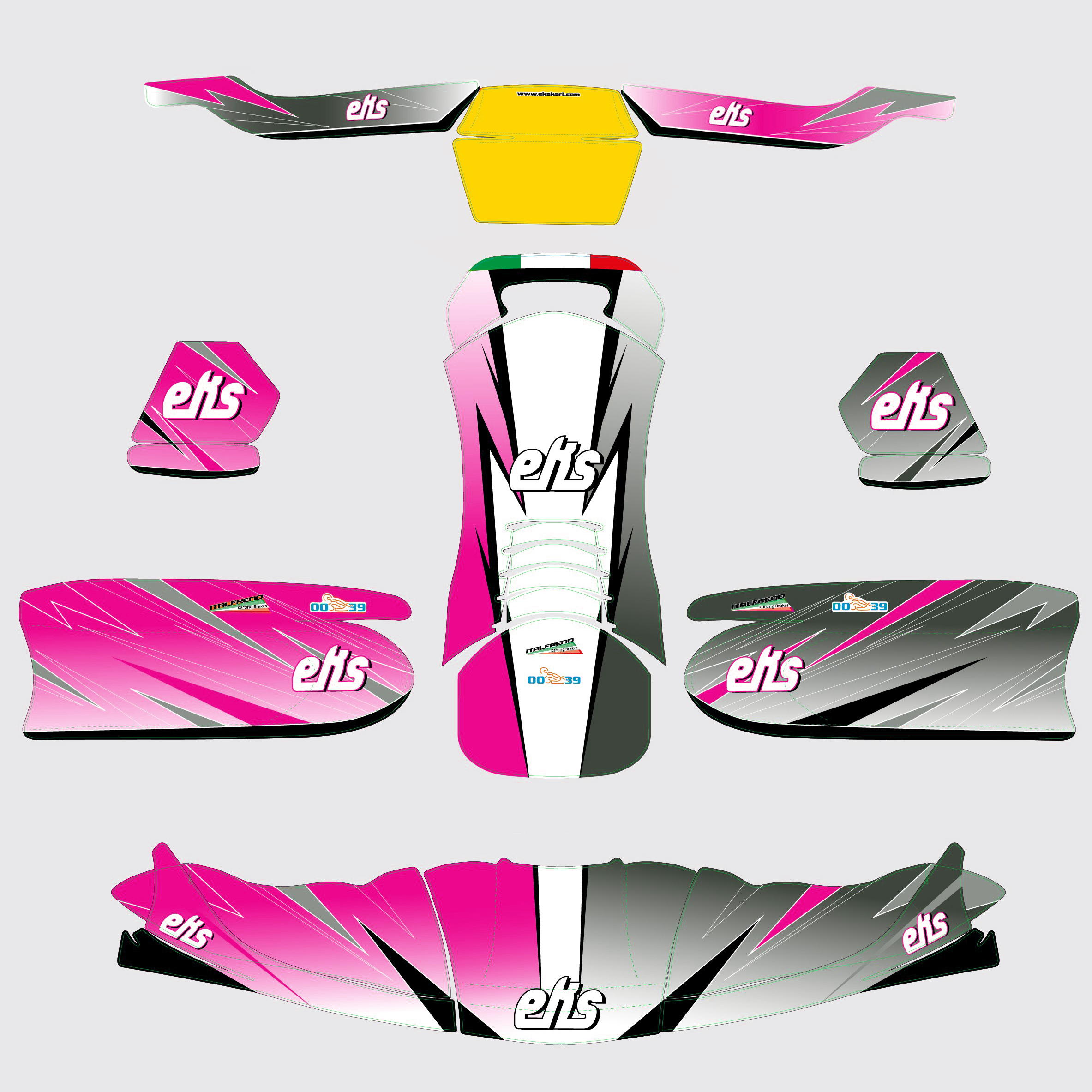 EKS283P - SET ADESIVI EKS 2025 PER CARENATURE MOD.507-509 ROSA